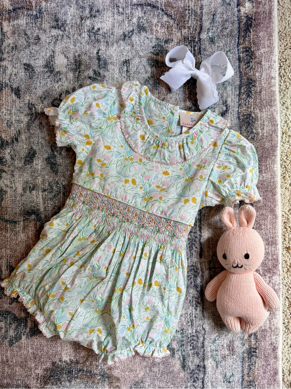 Smockingbird Floral Bouquet Smocked Jenny Bubble